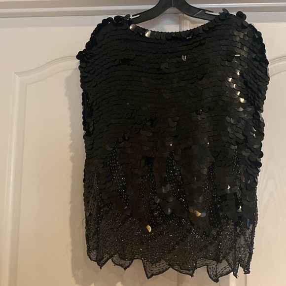 Vintage St. Honore Sequins Beaded Silk Sleeveless Blouse - Picture 2 of 2